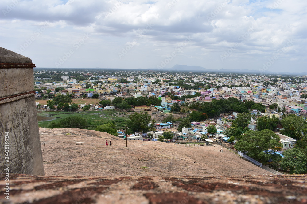 Dindigul, Tamilnadu, India - July 13, 2018: Dindigul Rockfort Beautiful View