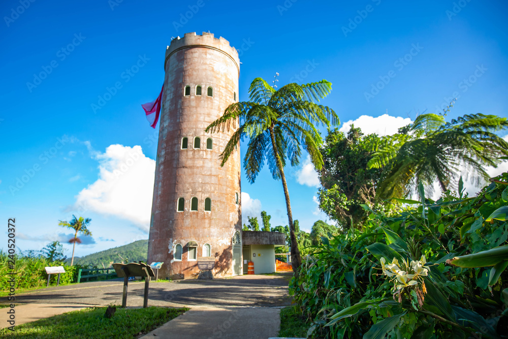 Yokahu Tower in El Yunque Puerto Rico scenic view - obrazy, fototapety, plakaty 