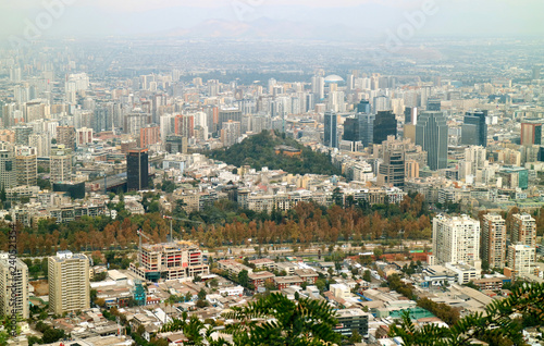 Stunning Santiago Cityscape in Autumn View from San Cristobal Hill  Santiago  Chile  South America