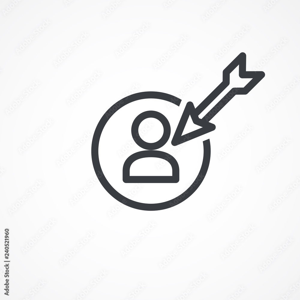 Headhunting, user icon. Recruitment, resume search vector icon. Job, selecting staff simple icon. Target person symbol. Headhunting, user icon. Recruitment, resume search vector icon. Job, selecting staff simple icon. Target person symbol.