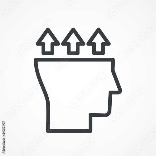 Thoughts and options. vector illustration of head with arrows