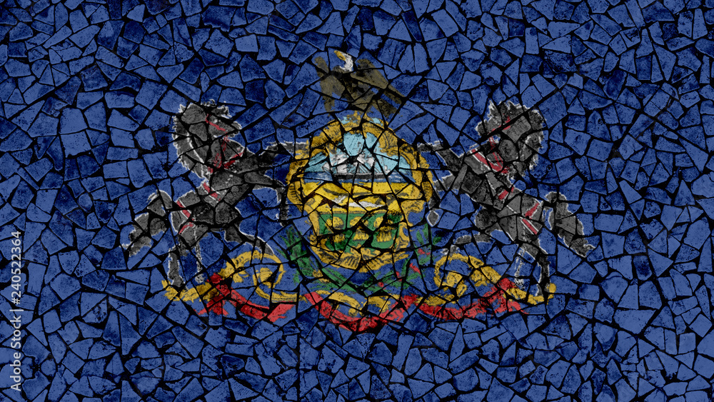 Fototapeta premium Mosaic Tiles Painting of Pennsylvania Flag, US State Background
