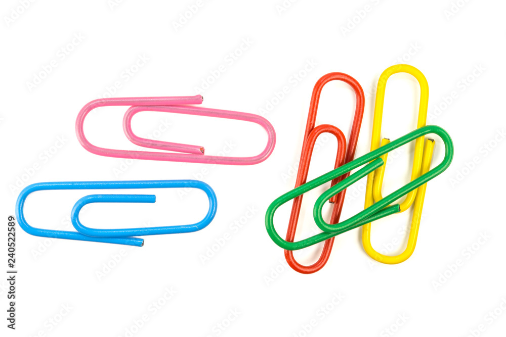 Colorful paper clip isolated on white background Colorful paper clip isolated on white background