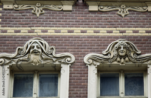 Framed window in medieval and classical architecture photo