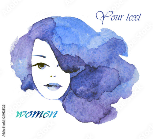 face of a beautiful young woman, watercolor