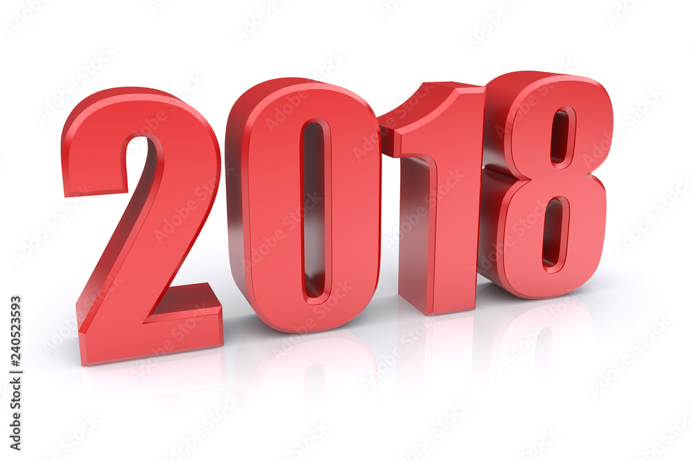 2018 on a white. 3d image 2018 on a white. 3d image
