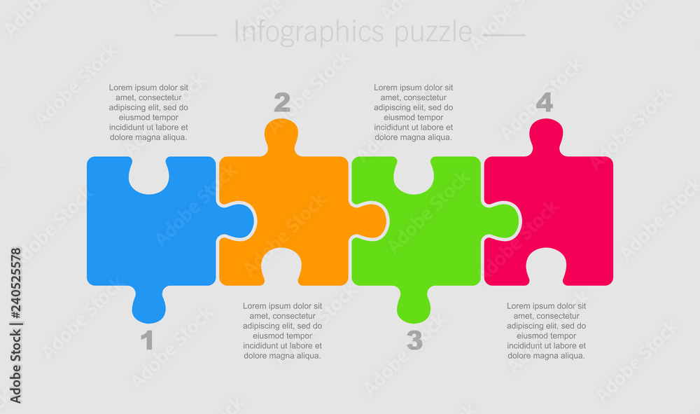 Puzzle Four Pieces Part for Business Presentation. - obrazy, fototapety, plakaty 