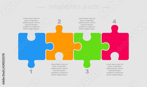 Puzzle Four Pieces Part for Business Presentation.