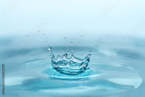 water drop splash on blue background