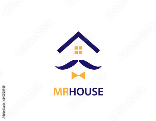 Mr house logo real estate illustration