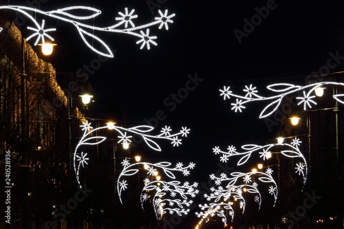 Night decorations (ornamentation) in Vilnius, Lithuania, 2018, Gedimino avenue photo