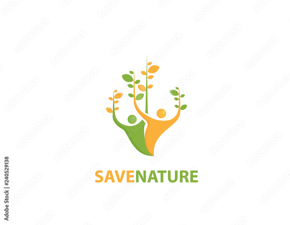 people tree,leaf,ecology - save Stock Vector | Adobe Stock