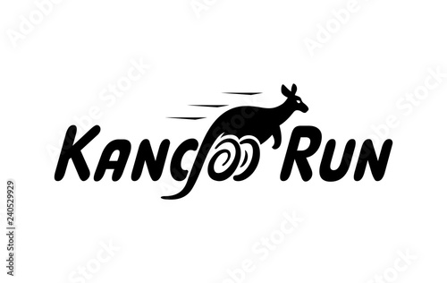 Kangoo Run logo icon designs vector with running kangaroo. Design for run club.
