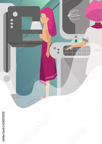 Doctor examining woman with magnetic resonance imaging poster