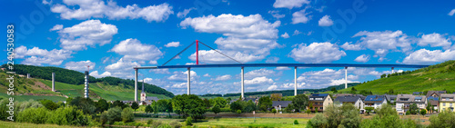 The High Moselle Bridge (Hochmoselbruecke), a beam bridge near Zeltingen-Rachtig, Germany. It is currently under construction and will cross the valley of the Moselle. photo