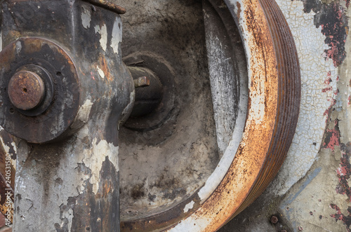 Detail of a historic pressing machine.