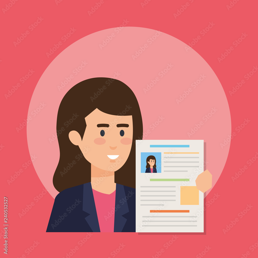 business woman with curriculum vitae business woman with curriculum vitae