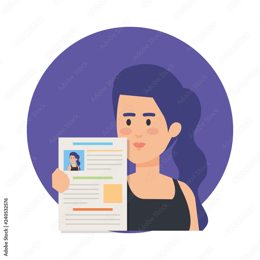 business woman with curriculum vitae business woman with curriculum vitae