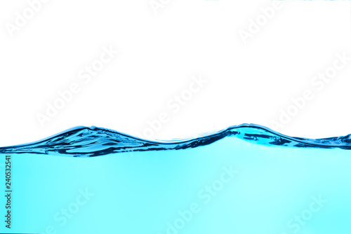 Wave of clear blue water isolated on white background.