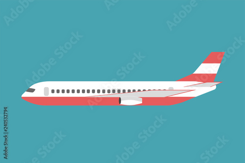Overview Aircraft on the side isolated on background. Vector illustration