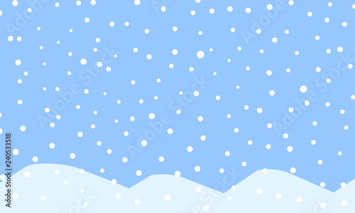 Falling snow background. Holiday landscape with snowfall. Vector illustration. Winter snowing sky. Eps 10.