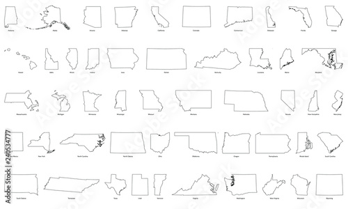 US 50 States Outlines