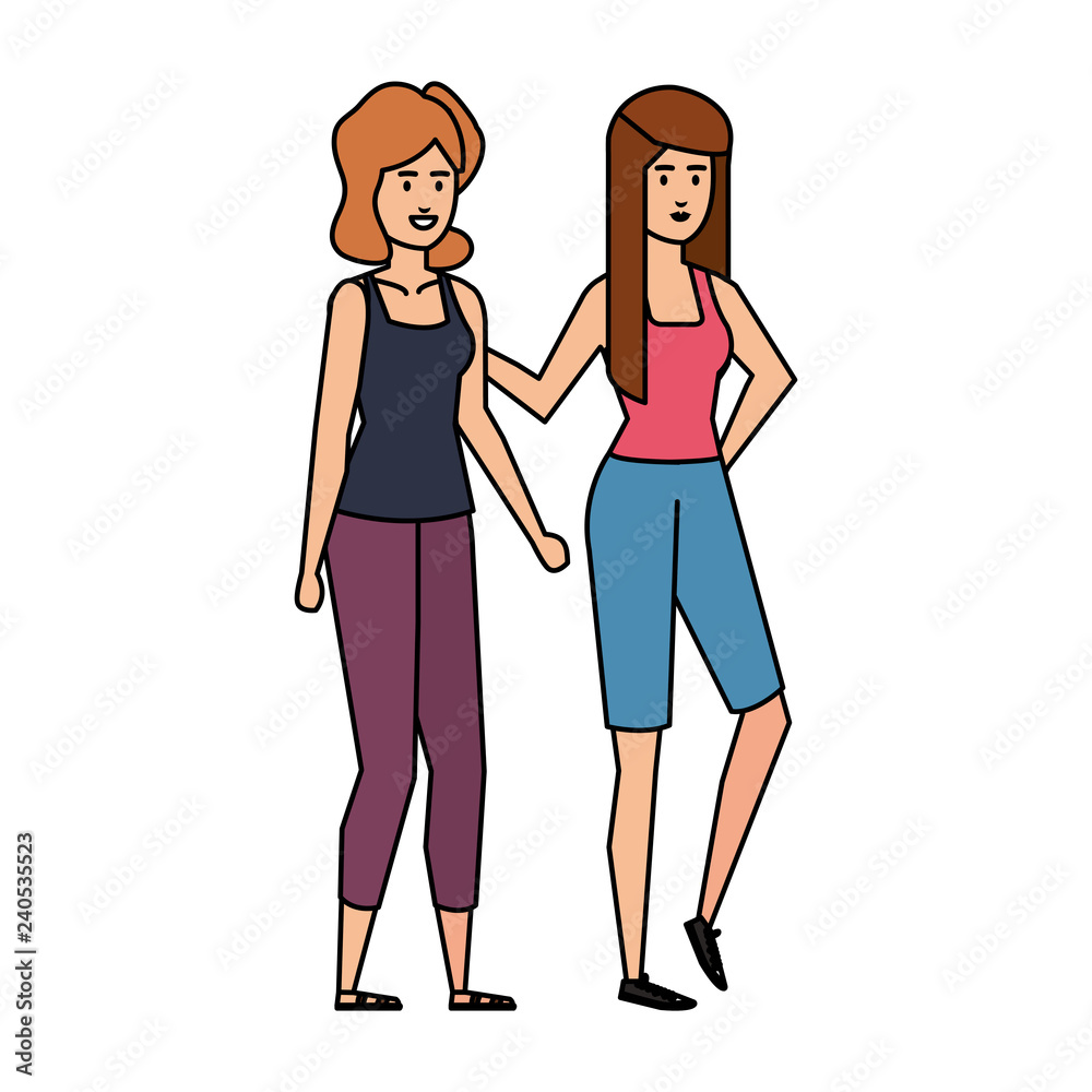 couple businesswomen avatars characters couple businesswomen avatars characters