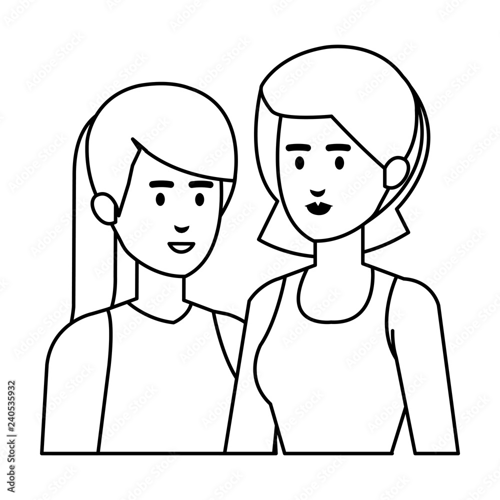 couple businesswomen avatars characters