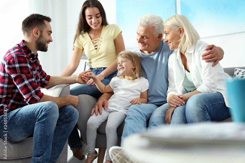 Happy family at home. Reunion of generations Happy family at home. Reunion of generations