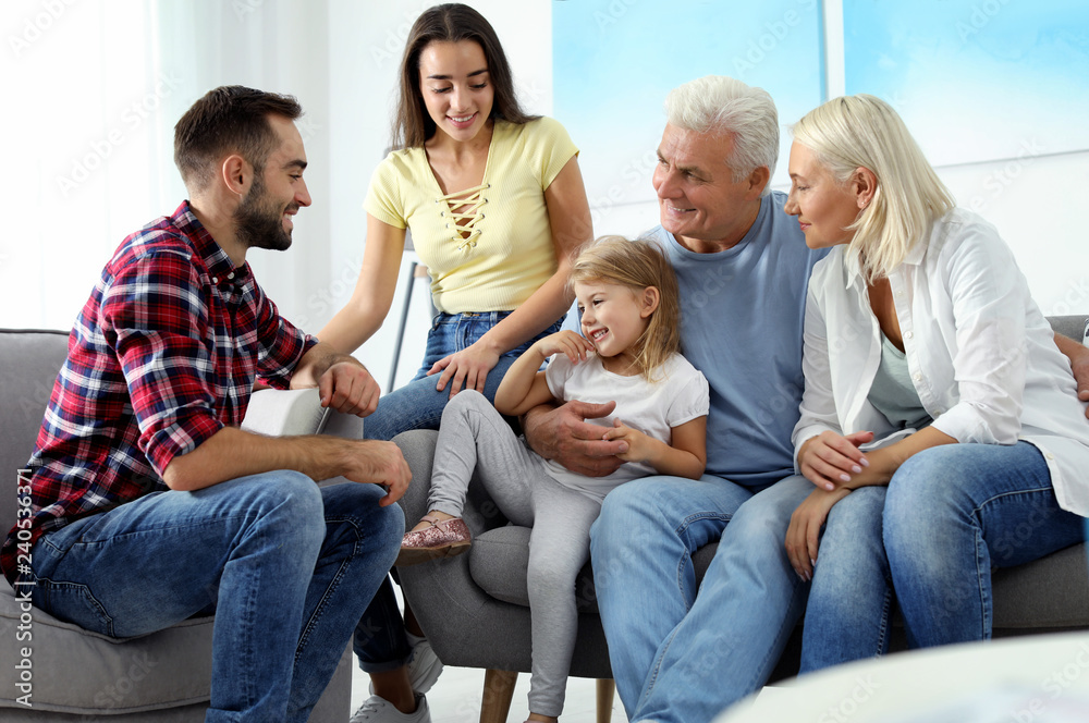 Happy family at home. Reunion of generations