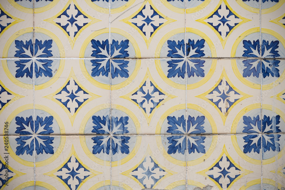 Traditional ornate portuguese decorative tiles in Alafama