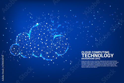 Cloud computing network technology polygon dot connected line with icon : Concept of cloud server, Storage and data