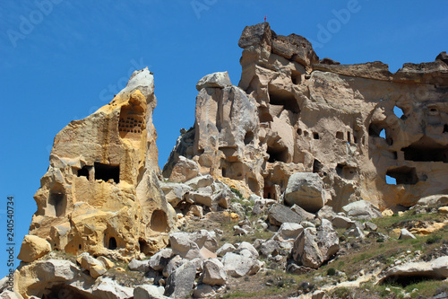 Ancient cave city of Cavusin in Cappadocia, Turkey