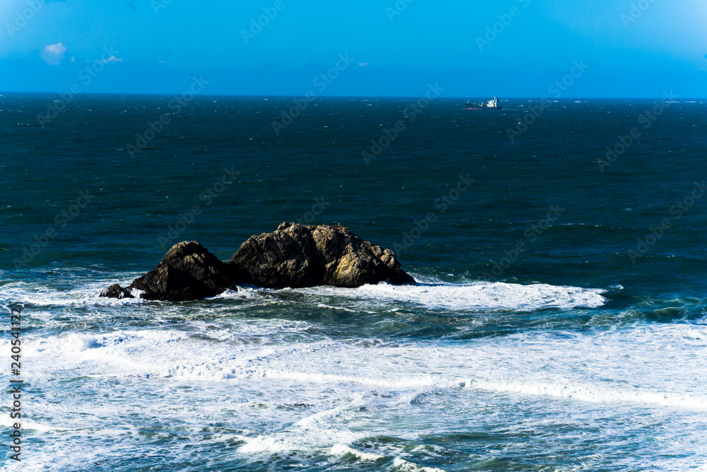 Fototapeta premium The view of Lands end at San Francisco- San Francisco. summer , cloud , rock , sea, plant.