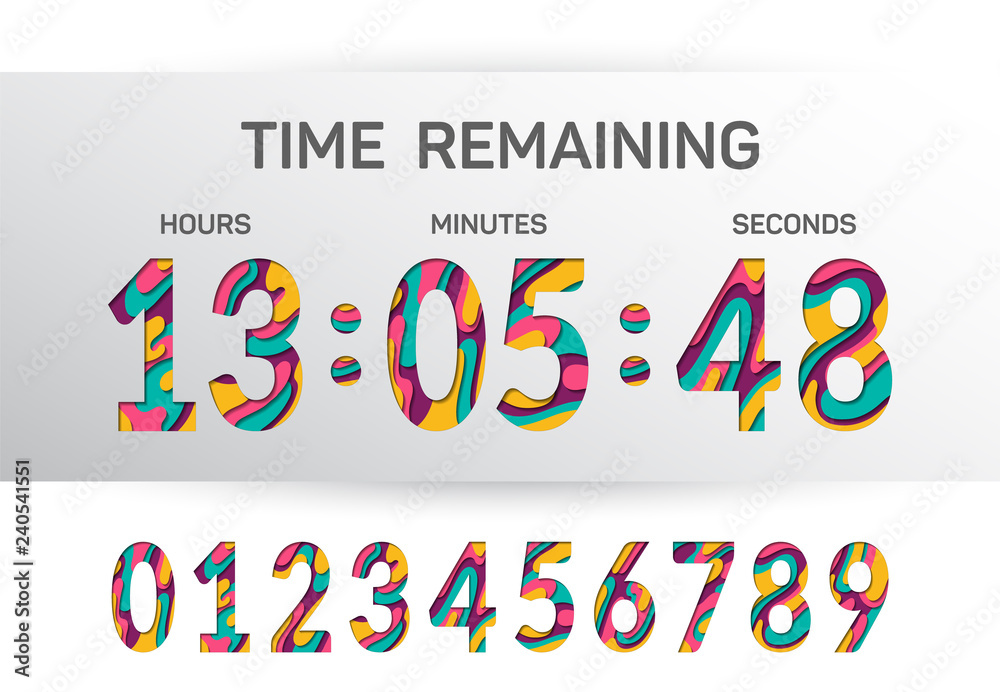 Countdown clock counter timer vector template for website.