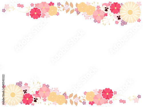 ピンク色の春の花のフレーム