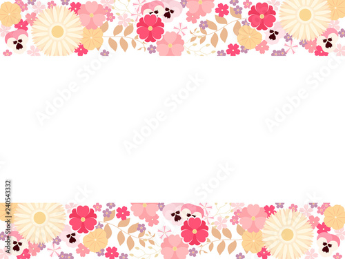 ピンク色の春の花のフレーム