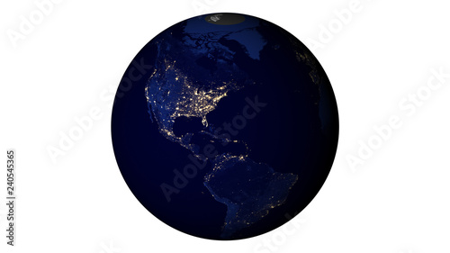 Realistic Earth isolated wite clipping path on white background. Texture map courtesy of NASA.