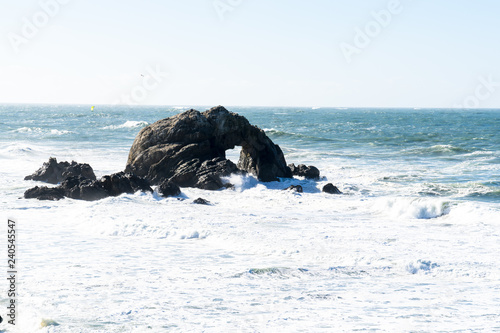 Heart in the rock - San Francisco. summer , cloud , rock , sea, plant. © tagsmylife