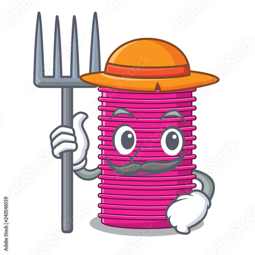 Farmer hair curlers isolated on a mascot