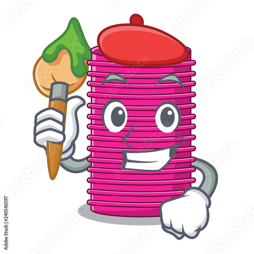 Artist hair curlers isolated on a mascot