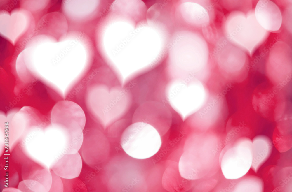 Abstract hearts and red bokeh light background for valentines day
