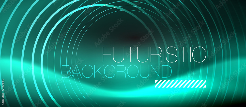 Dark abstract background with glowing neon circles Dark abstract background with glowing neon circles