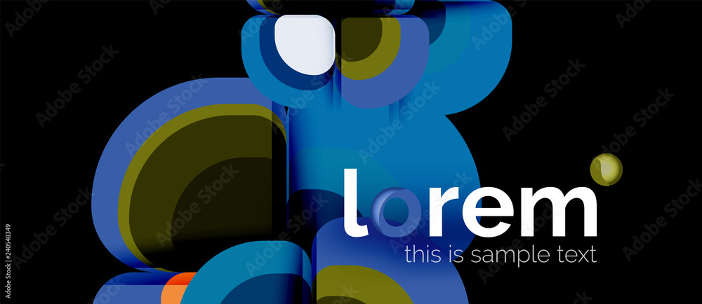 Obraz premium Abstract background - geometric multicolored round shapes composition. Trendy abstract layout template for business or technology presentation