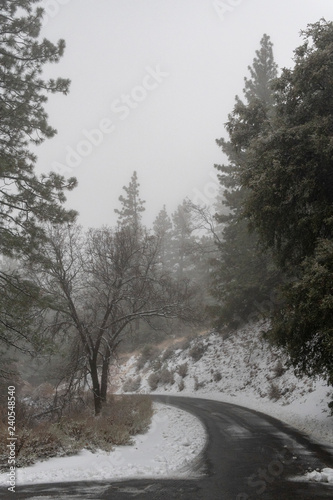 Snow in the mountains of Tehachapi