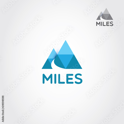 Two Mountain With Road And Letter M Logo Sign Symbol Icon
