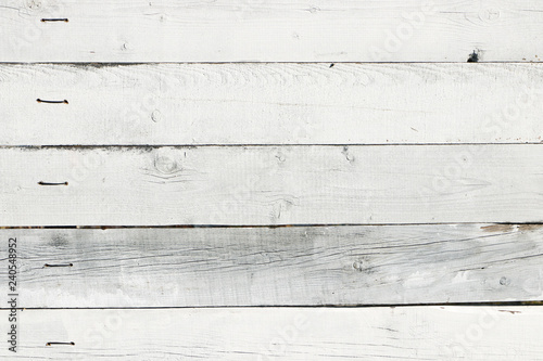 Fototapeta Naklejka Na Ścianę i Meble -  Texture of old wooden boards covered with white paint. Wooden surface. Vintage, grunge and abstract background with space for text or image. Empty template and mockup for designers.