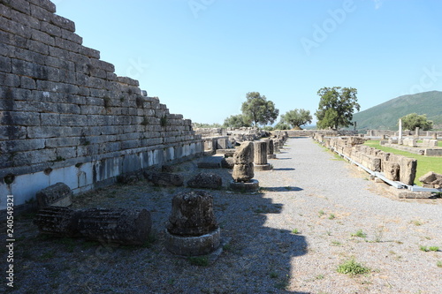 Agora (marketplace) in ancient ruins of greek city Messini, Peloponnese, Greece photo