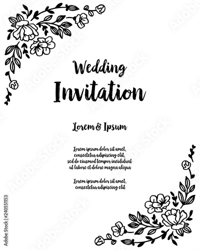 Vintage cute floral frame for invitation vector illustration