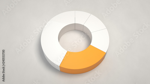 White ring pie chart with one orange sector